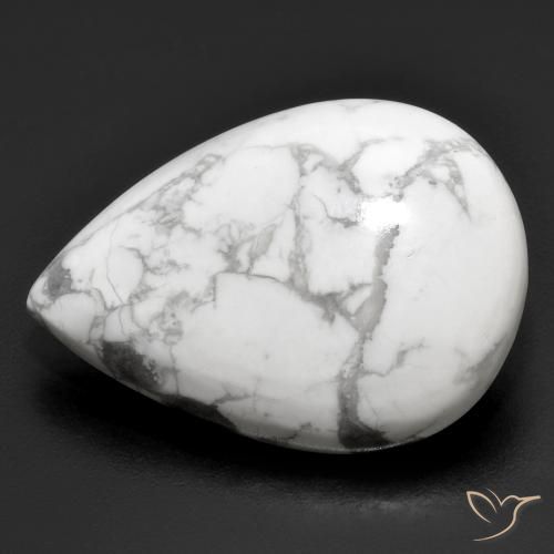23.39ct Naturale Bianco grigio Howlite, Forma a pera, Opaco