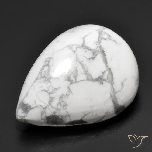 Howlite Bianco grigio naturale da 23.39 ct, Forma a pera, Opaco