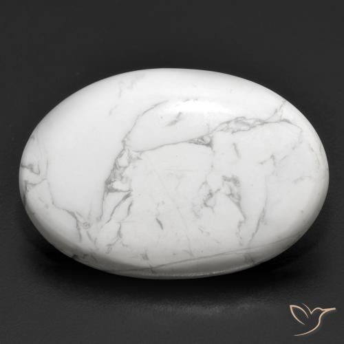 22.30ct Naturale Bianco grigio Howlite, Ovale, Opaco