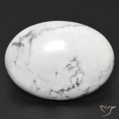 30.49ct Naturale Bianco grigio Howlite, Ovale, Opaco