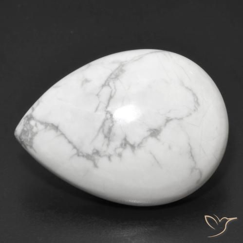 Howlite Bianco grigio naturale da 22.27 ct, Forma a pera, Opaco