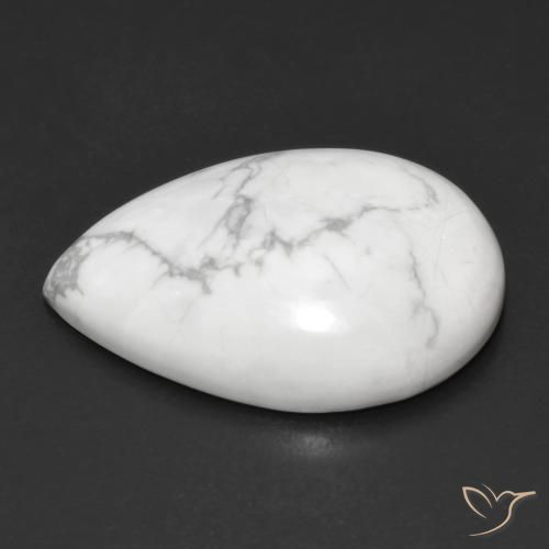 Howlite Bianco grigio naturale da 22.27 ct, Forma a pera, Opaco