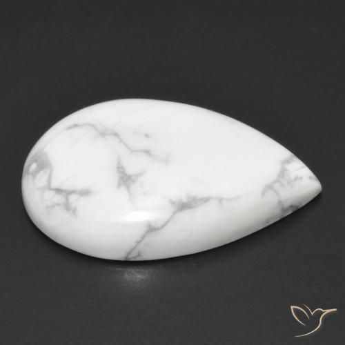 Howlite Bianco grigio naturale da 23.64 ct, Forma a pera, Opaco