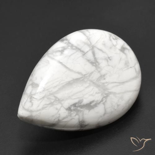 Howlite Bianco grigio naturale da 19.22 ct, Forma a pera, Opaco