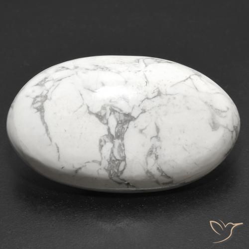 22.94ct Naturale Bianco grigio Howlite, Ovale, Opaco