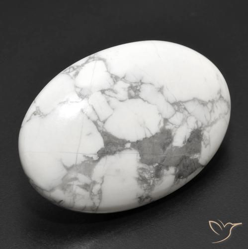 Howlite Bianco grigio naturale da 26.30 ct, Ovale, Opaco