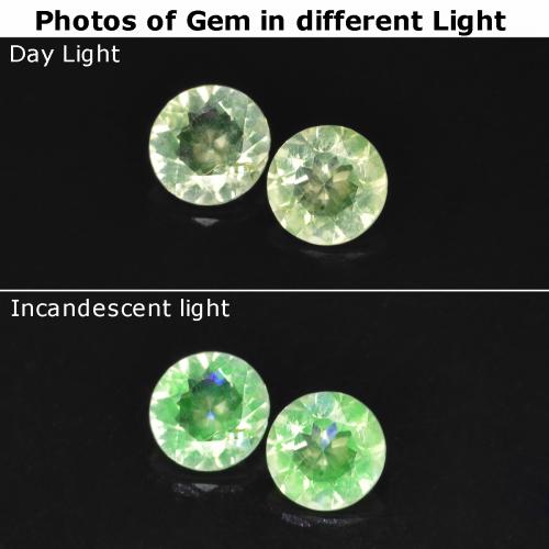 Opale ialite naturale verde da 0,22 ct, taglio rotondo, trasparente