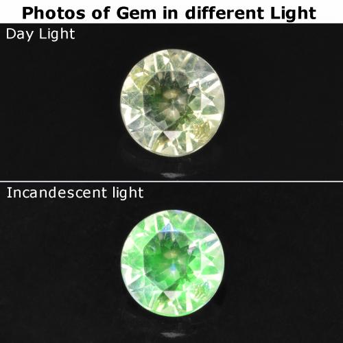 Opale ialite naturale verde da 0,10 ct, taglio rotondo, trasparente