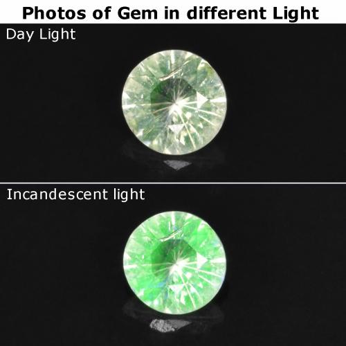 Opale ialite Verde chiaro naturale da 0.09 ct, Taglio rotondo, Trasparente