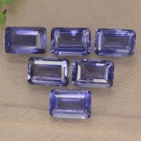 Iolite naturale blu da 3,13 ct, taglio smeraldo, VS