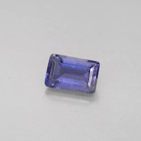 Iolite naturale blu da 0,49 ct, taglio smeraldo, VS