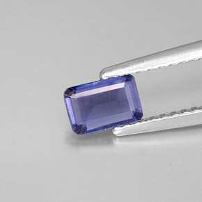 Iolite naturale blu da 0,36 ct, taglio smeraldo, VS