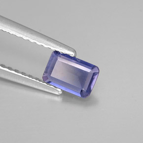 Iolite naturale blu da 0,36 ct, taglio smeraldo, VS
