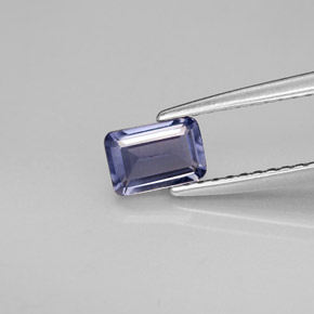 Iolite naturale blu da 0,45 ct, taglio smeraldo, VS