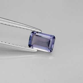 Iolite naturale blu da 0,45 ct, taglio smeraldo, VS