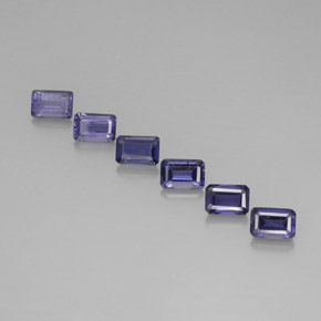 Iolite naturale blu da 3,33 ct, taglio smeraldo, VS