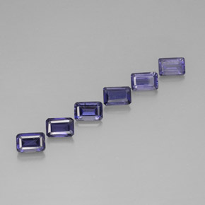 Iolite naturale blu da 3,33 ct, taglio smeraldo, VS