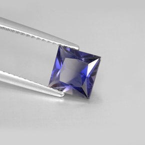 Iolite naturale blu da 1,20 ct, quadrato, VS