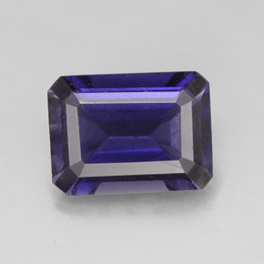 Iolite naturale blu da 1,23 ct, taglio smeraldo, VS