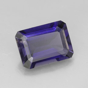 Iolite naturale blu da 1,23 ct, taglio smeraldo, VS