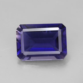 Iolite naturale blu da 1,08 ct, taglio smeraldo, VVS-VS
