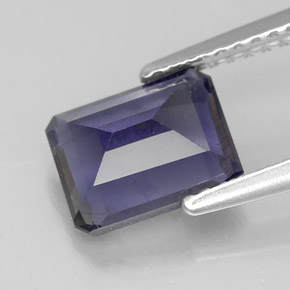 Iolite naturale blu da 1,53 ct, taglio smeraldo, VS