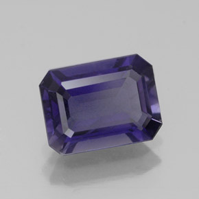 Iolite naturale blu da 1,10 ct, taglio smeraldo, VS