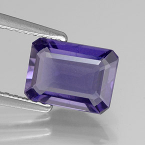 Iolite naturale blu da 1,06 ct, taglio smeraldo, VVS-VS
