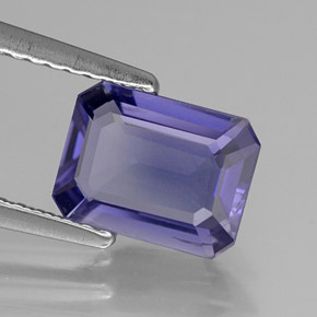 Iolite naturale blu da 1,04 ct, taglio smeraldo, VS-SI