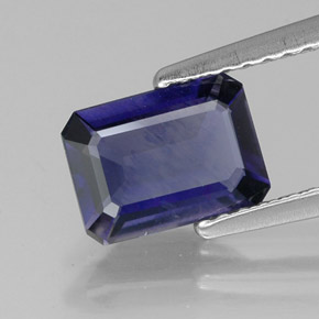 Iolite naturale blu da 0,99 ct, taglio smeraldo, VS