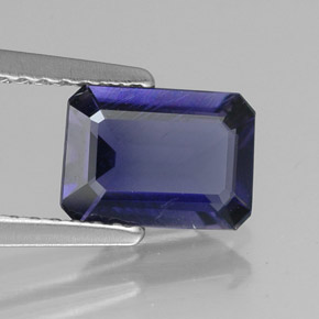 Iolite naturale blu da 0,99 ct, taglio smeraldo, VS