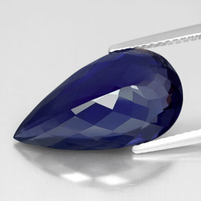 Iolite naturale blu da 6,77 ct, taglio a pera, VS