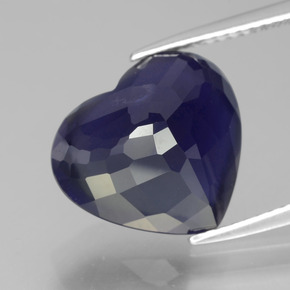 Iolite naturale blu da 7,41 ct, a forma di cuore, VS-SI