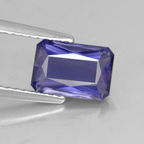 Iolite naturale blu da 1,35 ct, taglio smeraldo, SI