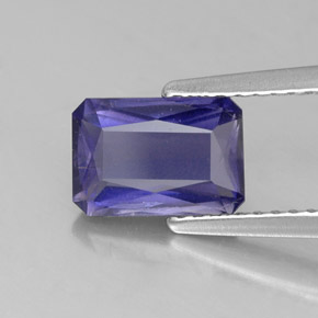 Iolite naturale blu da 1,35 ct, taglio smeraldo, SI