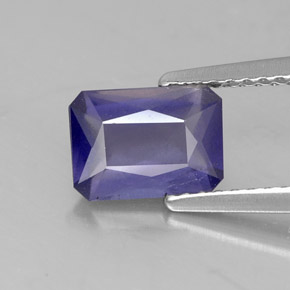 Iolite naturale blu da 1,12 ct, taglio smeraldo, VS-SI