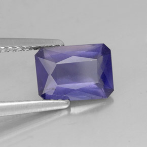 Iolite naturale blu da 1,12 ct, taglio smeraldo, VS-SI