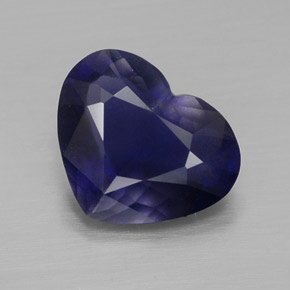 Iolite naturale blu da 2,67 ct, a forma di cuore, VS-SI