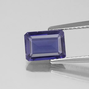 Iolite naturale blu da 1,09 ct, taglio smeraldo, VS