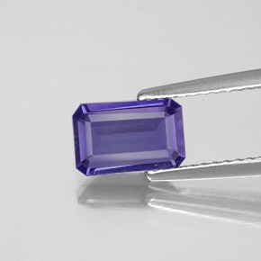 Iolite naturale blu da 0,88 ct, taglio smeraldo, VS