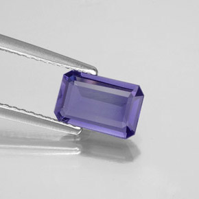 Iolite naturale blu da 0,88 ct, taglio smeraldo, VS