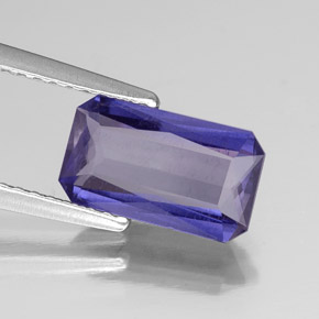 Iolite naturale blu da 1,49 ct, taglio smeraldo, VS-SI