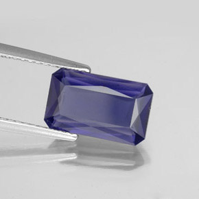 Iolite naturale blu da 2,62 ct, taglio smeraldo, VS-SI