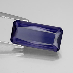 Iolite naturale blu da 3,39 ct, taglio smeraldo, VS