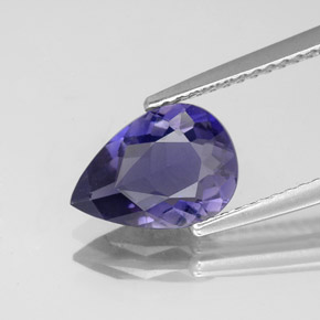 Iolite naturale blu da 1,37 ct, taglio a pera, VS