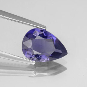 Iolite naturale blu da 1,37 ct, taglio a pera, VS