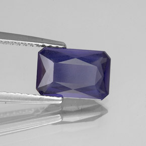 Iolite naturale blu da 1,36 ct, taglio smeraldo, VS
