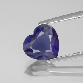 Iolite naturale blu da 1,74 ct, a forma di cuore, VS