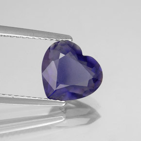 Iolite naturale blu da 1,74 ct, a forma di cuore, VS