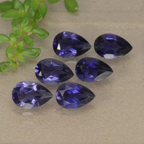 Iolite naturale blu intenso da 2,27 ct, taglio a pera, VS
